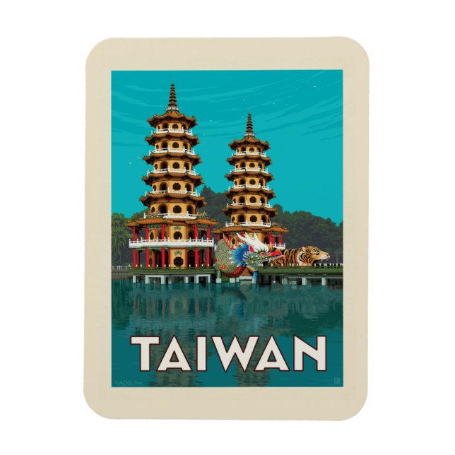 Taiwan | Dragon And Tiger Pagodas Magnet (Vertical)