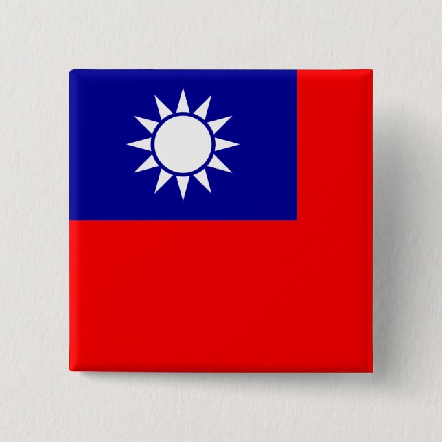 taiwan flag 15 cm square badge (Front)