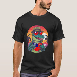 Taiwan Flag Alligator Sunset Taiwanese Pride Taiwa T-Shirt