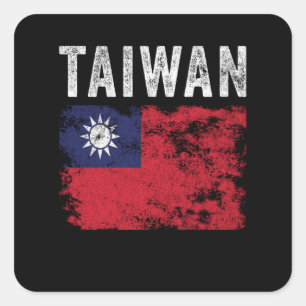 Taiwan Flag Distressed - Taiwanese Flag Square Sticker