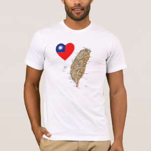 Taiwan Flag Heart and Map T-Shirt