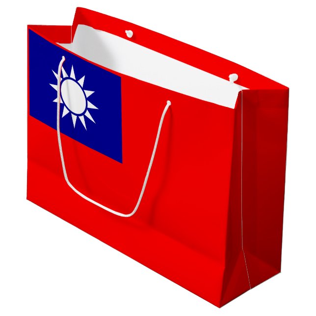 Taiwan Flag Large Gift Bag (Front Angled)