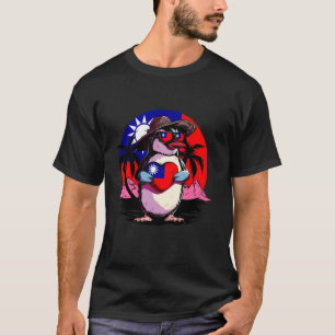 Taiwan Flag Penguin Sunset Taiwanese Roots Taiwane T-Shirt
