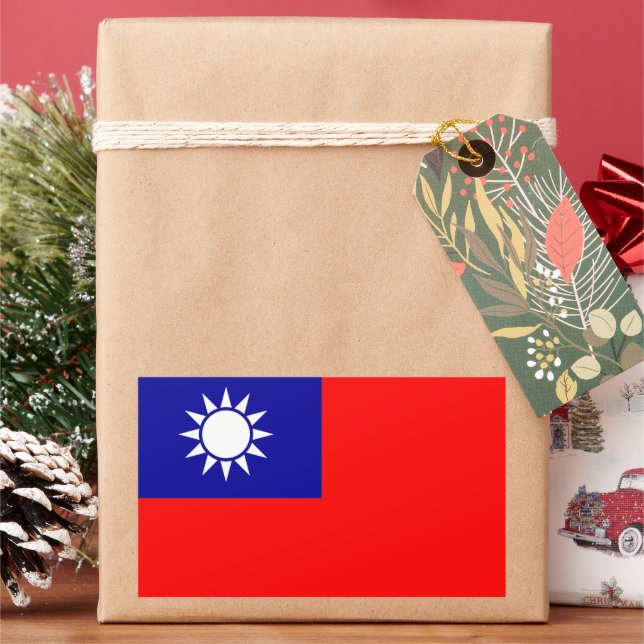Taiwan Flag: Republic of China, Chinese Taipei Rectangular Sticker (Holiday)
