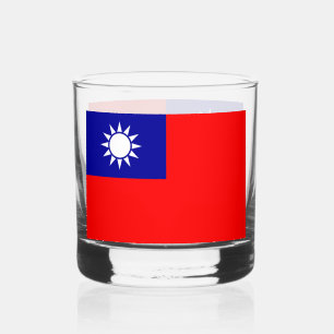 Taiwan Flag: Republic of China, Chinese Taipei Whiskey Glass