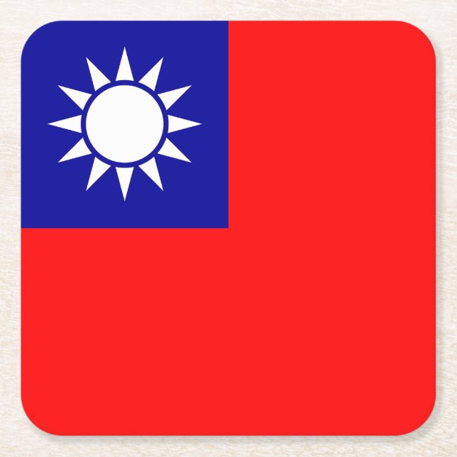 Taiwan Flag Square Paper Coaster (Front)