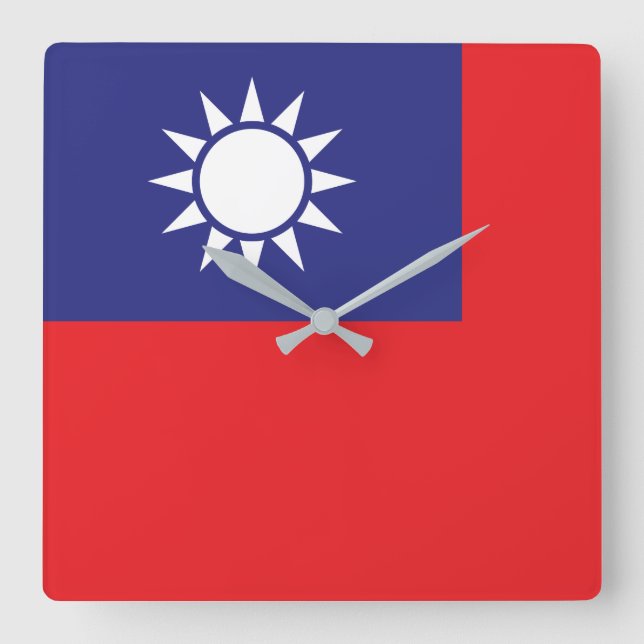 Taiwan Flag Square Wall Clock (Front)
