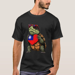 Taiwan Flag Taiwanese Pride Heart Turtle Taiwanese T-Shirt