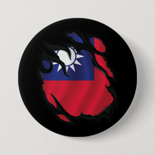 Taiwan Ripped Flag 7.5 Cm Round Badge