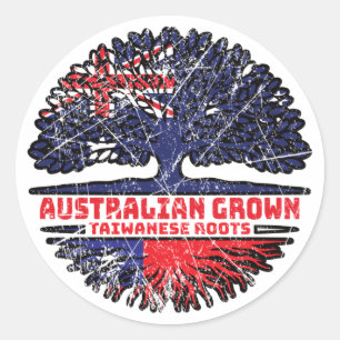 Taiwan Taiwanese Australian Australia Tree Roots Classic Round Sticker