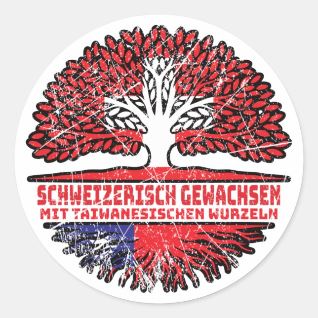 Taiwan Taiwanese Swiss Baum Root Classic Round Sticker (Front)