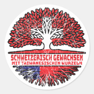 Taiwan Taiwanisch Schweizer Schweiz Baum Wurzel Classic Round Sticker