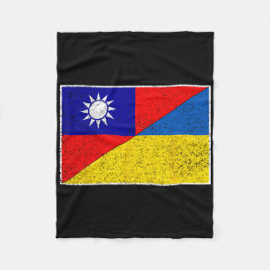 Taiwan Ukraine Flag Taiwanese Ukrainian Support 1 Fleece Blanket