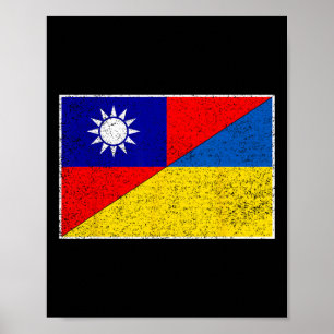 Taiwan Ukraine Flag Taiwanese Ukrainian Support 1 Poster