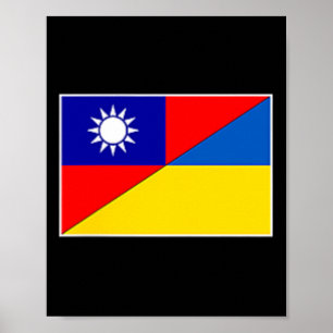 Taiwan Ukraine Flag Taiwanese Ukrainian Support Poster