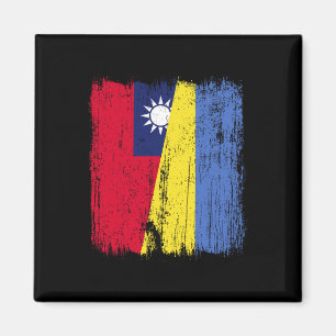 Taiwan Ukraine Half Flag Taiwanese Ukrainian Herit Magnet
