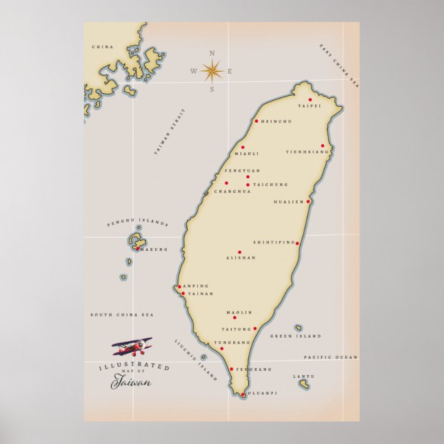 Taiwan Vintage Map Poster (Front)