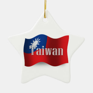 Taiwan Waving Flag Ceramic Tree Decoration