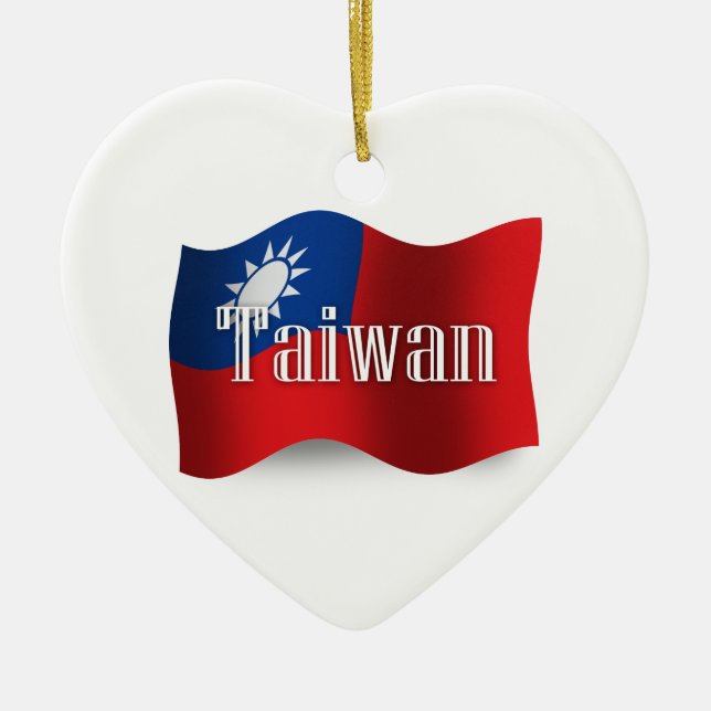 Taiwan Waving Flag Ceramic Tree Decoration (Front)