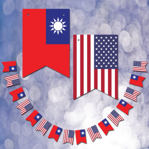 Taiwanese American Flags, Party Taiwan / USA Bunting