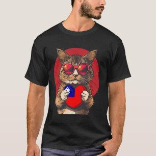 Taiwanese Flag Cat Taiwan Taiwanese Roots Taiwanes T-Shirt