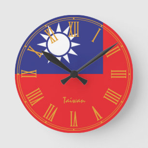 Taiwanese Flag & Taiwan trendy house /design Round Clock