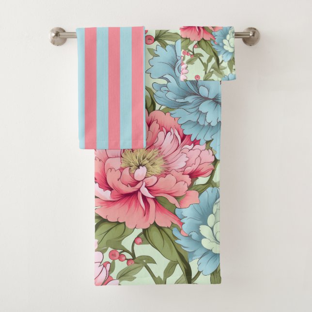 Taiwanese Peonies Bath Towel Set (Insitu)