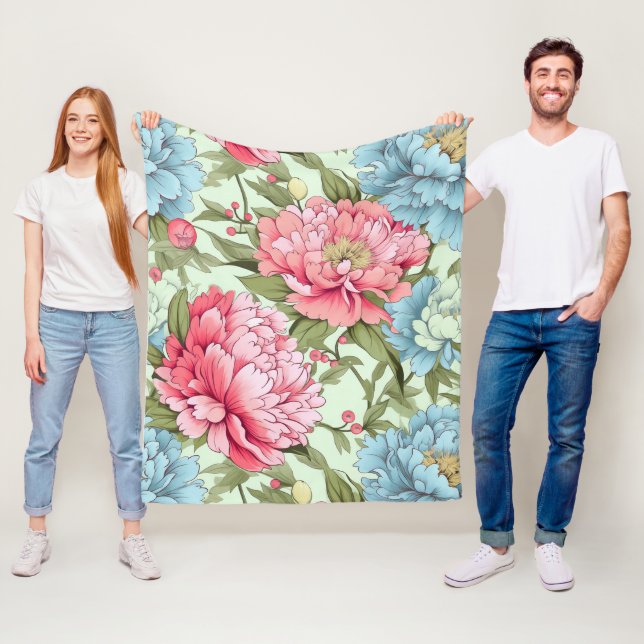 Taiwanese Peonies Fleece Blanket (In Situ)