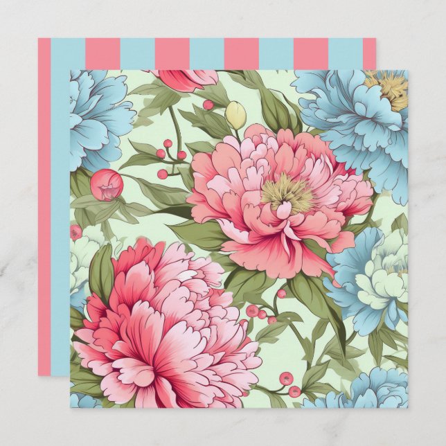 Taiwanese Peonies Invitation (Front/Back)