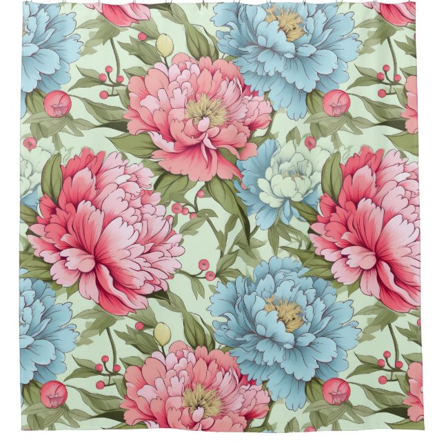 Taiwanese Peonies Shower Curtain (Front)