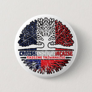 Taiwanese Taiwan French France Tree Roots Flag 6 Cm Round Badge