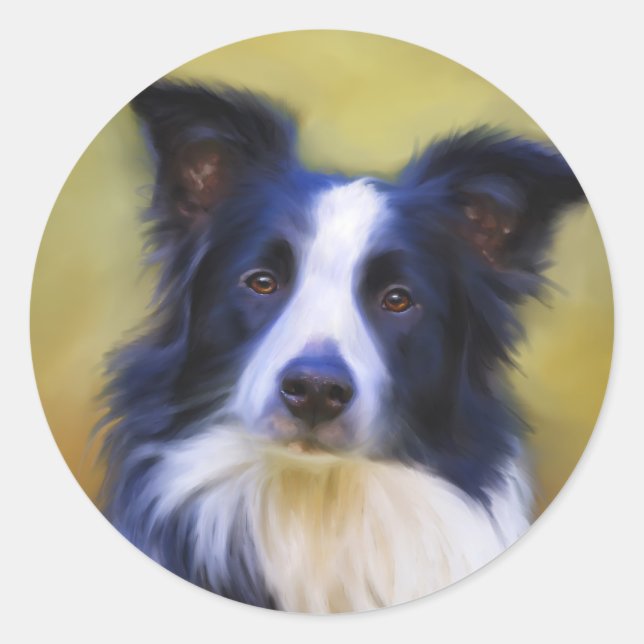 Taj - Border Collie Art Classic Round Sticker (Front)