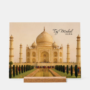 Taj Mahal Agra India Watercolor Travel Acrylic Sign