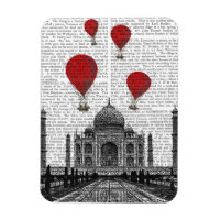 Taj Mahal and Red Hot Air Balloons