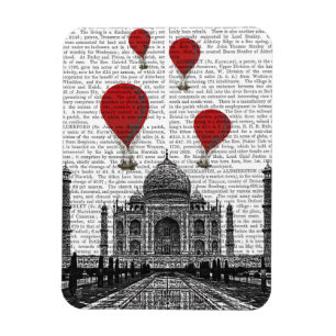 Taj Mahal and Red Hot Air Balloons Magnet