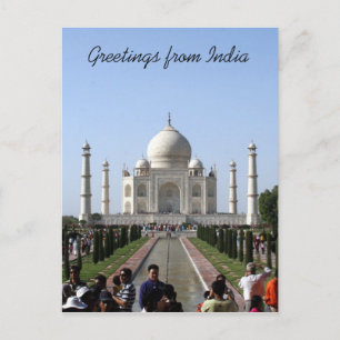 taj mahal crowd greetings postcard