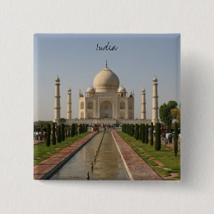 taj mahal india 15 cm square badge