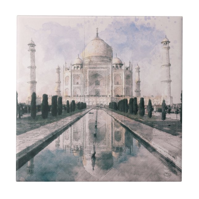 Taj Mahal India Ceramic Tile – Iconic Mughal Art (Front)