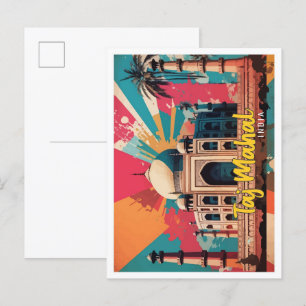 Taj Mahal India Pop Art Travel Illustration Postcard