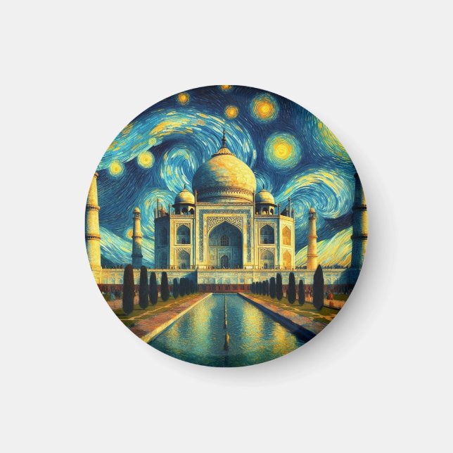 Taj Mahal India Starry Night Magnet (Front)
