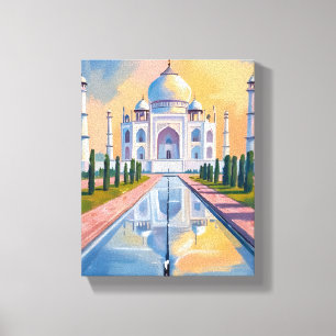 Taj Mahal India Travel Painting Canvas Print
