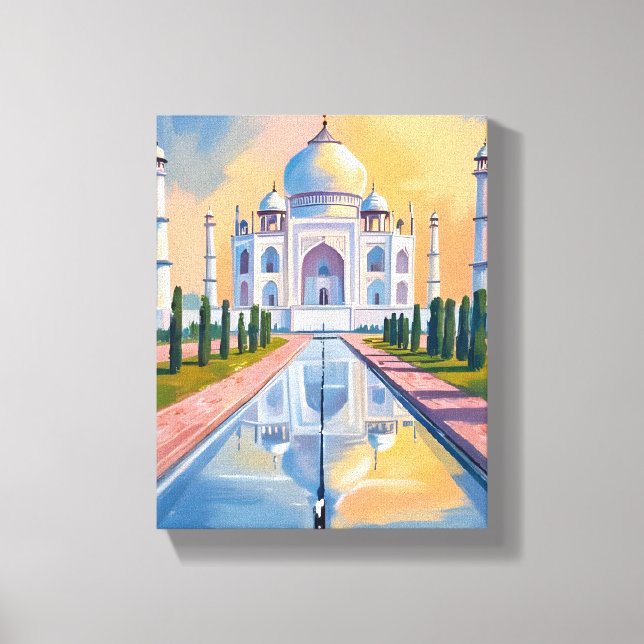 Taj Mahal India Travel Painting Canvas Print (Front)
