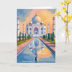 Taj Mahal India Travel Painting Card