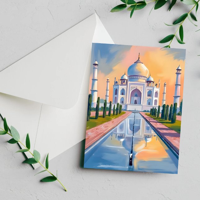 Taj Mahal India Travel Painting Card (Creator Uploaded)