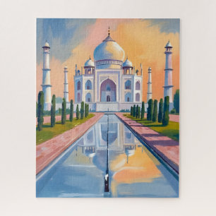 Taj Mahal India Travel Painting Jigsaw Puzzle
