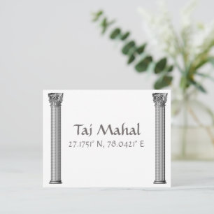 Taj Mahal Latitude  Longitude  Postcard