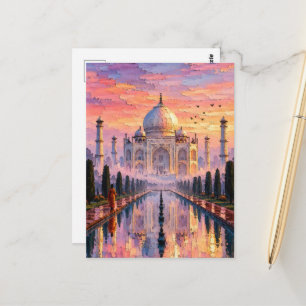Taj Mahal Pink Dawn Postcard