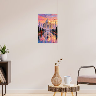 Taj Mahal Pink Dawn Poster