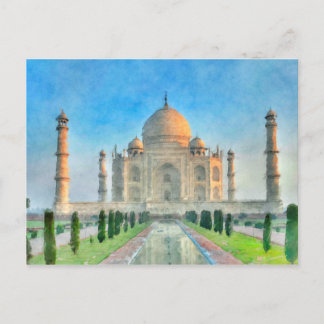 Taj Mahal Postcard Colourful Painting