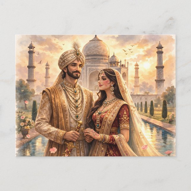 Taj Mahal Sunset Postcard (Front)